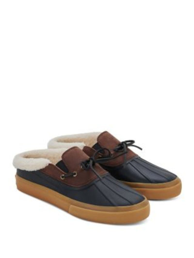 GREATS Mens Black Mixed Media Duck Style Goring Leather Water Resistant Bow Accent Padded Wooster Round Toe Slip On Mules 9.5