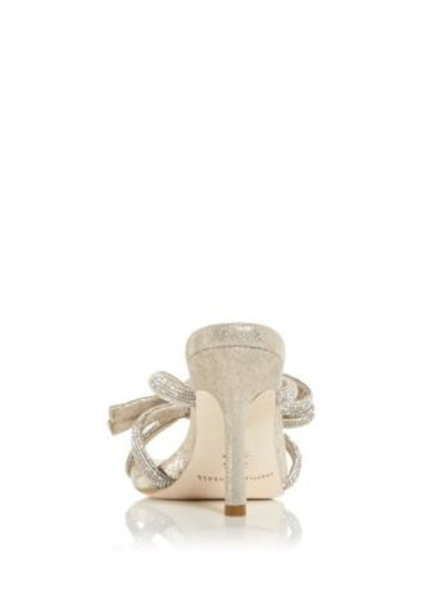 LOEFFLER RANDALL Womens Beige Mixed Media Knotted Rhinestone Padded Margi Square Toe Stiletto Slip On Dress Heeled Sandal 6.5