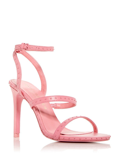KURT GEIGER Womens Pink Goring Strap Studded Goring Portia Drench Round Toe Stiletto Buckle Leather Heeled Sandal 36