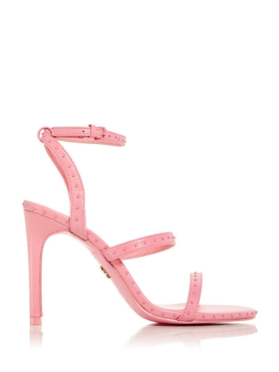 KURT GEIGER Womens Pink Goring Strap Studded Goring Portia Drench Round Toe Stiletto Buckle Leather Heeled Sandal 36.5