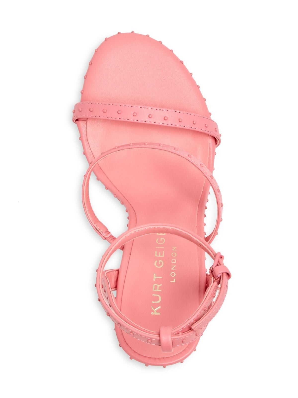 KURT GEIGER Womens Pink Goring Strap Studded Goring Portia Drench Round Toe Stiletto Buckle Leather Heeled Sandal 36.5