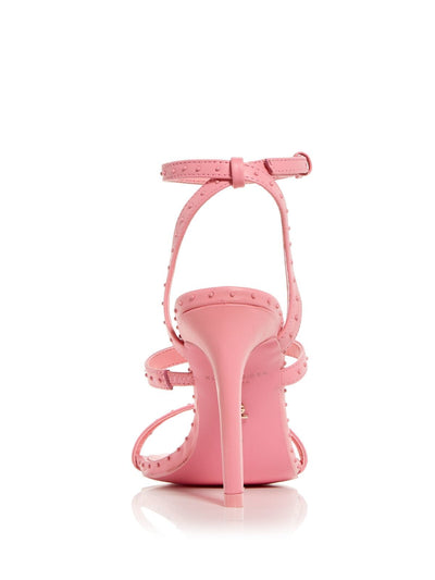 KURT GEIGER Womens Pink Goring Strap Studded Goring Portia Drench Round Toe Stiletto Buckle Leather Heeled Sandal 36