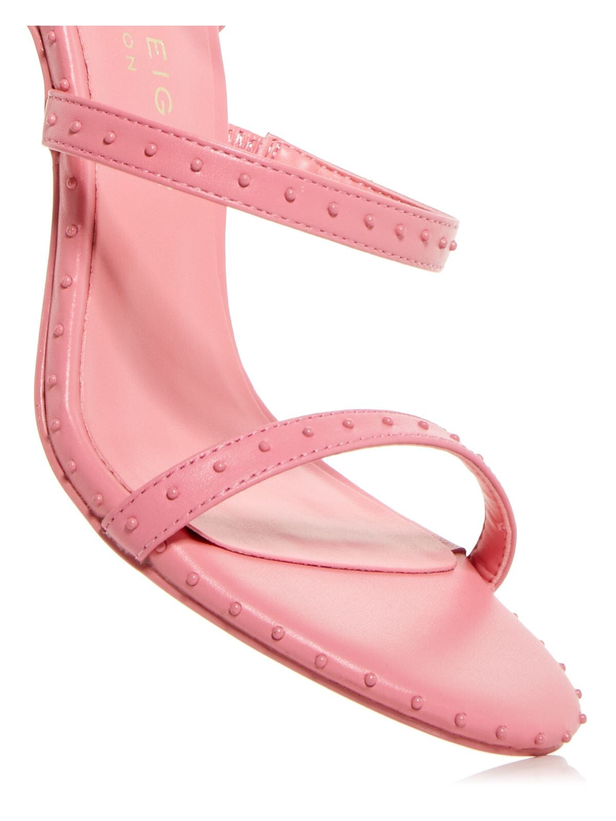 KURT GEIGER Womens Pink Goring Strap Studded Goring Portia Drench Round Toe Stiletto Buckle Leather Heeled