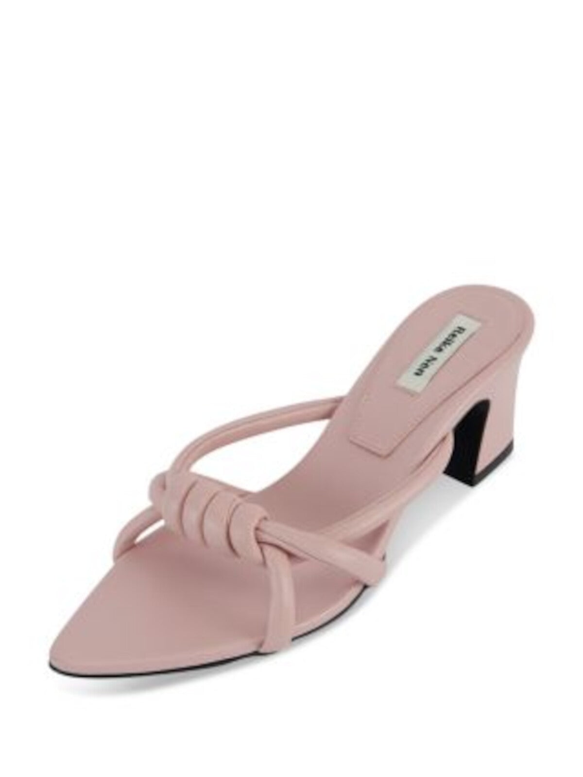 REIKE NEN Womens Pink Knotted Strap Logo Footbed Logo Rn3sh006 Pointed Toe Block Heel Slip On Leather Heeled Sandal 38
