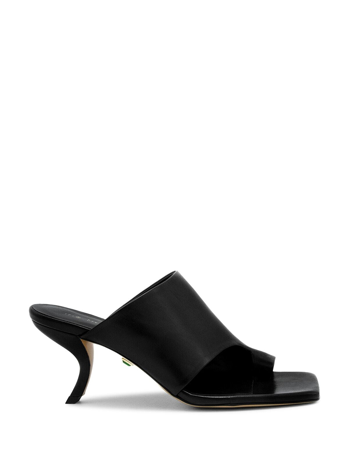 ILIO SMERALDO Womens Black Mule Toe Ring Cushioned Kim Square Toe Slip On Leather Sandals Shoes 40