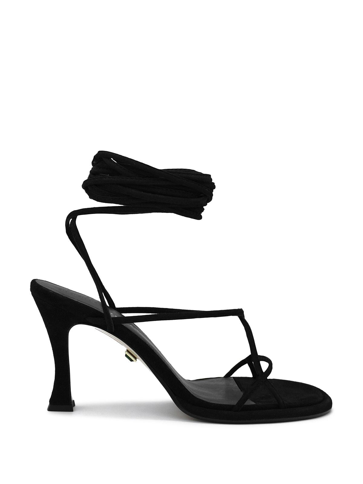 ILIO SMERALDO Womens Black Strappy Cushioned Ilenia Round Toe Flare Lace-Up Leather Heeled Sandal 36