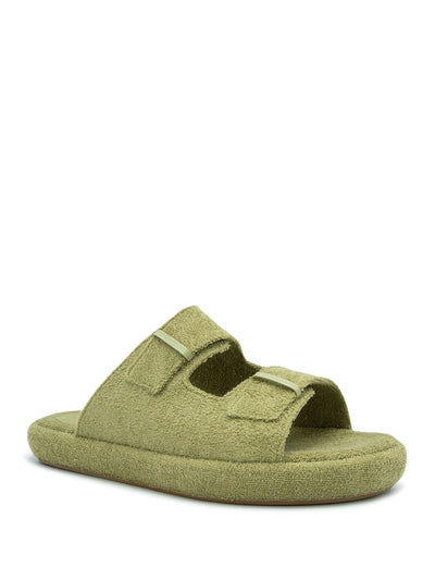 ILIO SMERALDO Womens Green Adjustable Strap Cushioned Frankie Round Toe Platform Slip On Slide Sandals Shoes 40
