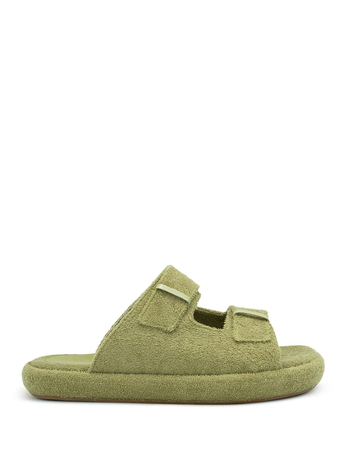 ILIO SMERALDO Womens Green Adjustable Strap Cushioned Frankie Round Toe Platform Slip On Slide Sandals Shoes 37
