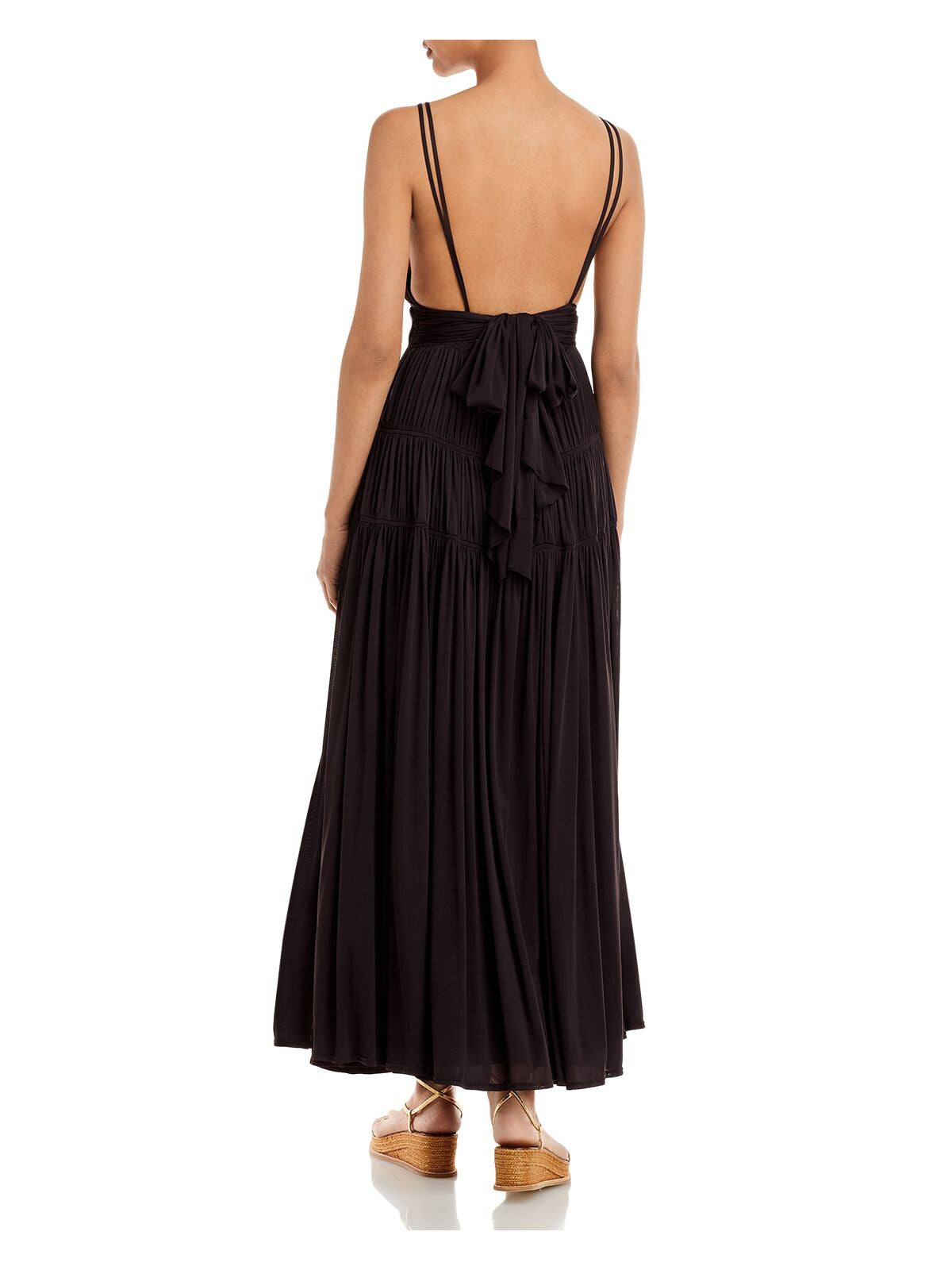 REBECCA TAYLOR Womens Black Ruffled Lined Sleeveless V Neck Tea-Length Wear To Work Sheath Dress 00