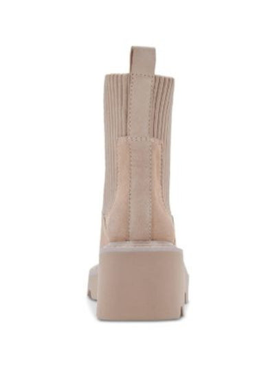 DOLCE VITA Womens Beige 1" Platform Stretch Upper Lug Sole Padded Hoven H2o Almond Toe Wedge Booties 8 M