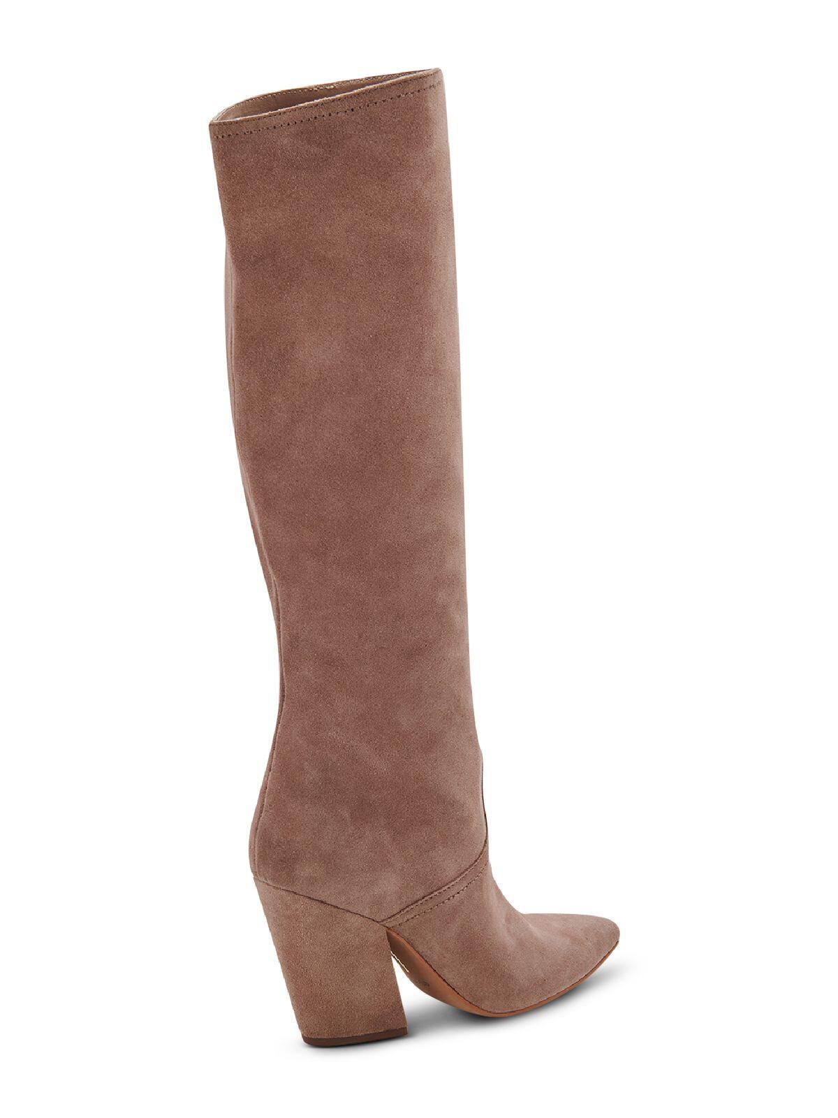 DOLCE VITA Womens Beige Comfort Nathen Pointed Toe Block Heel Leather Dress Boots 6 M