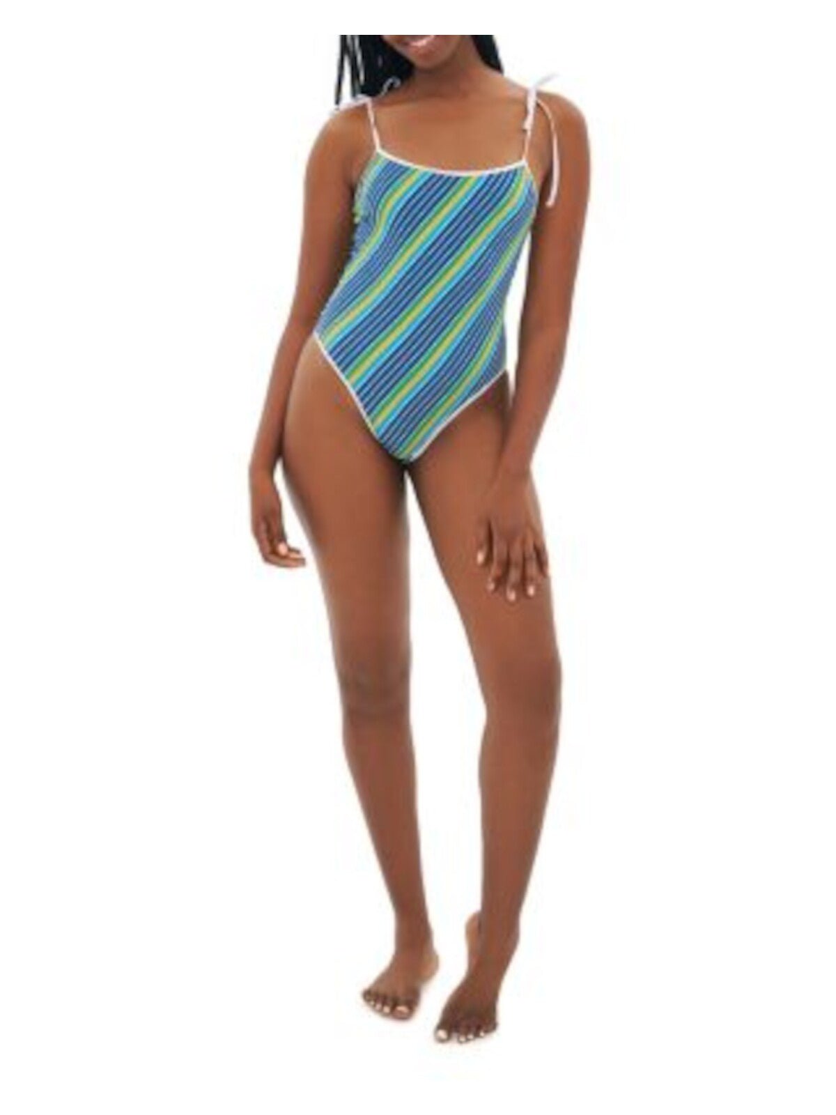 TROPIC OF C Women's Navy Tie Straps Cosmo Scoop Neck One Piece Swimsuit XS