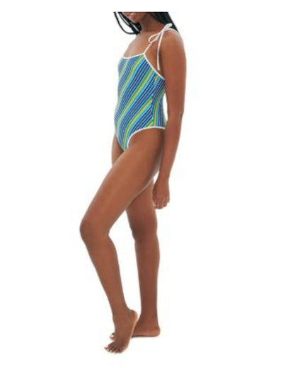 TROPIC OF C Women's Navy Tie Straps Cosmo Scoop Neck One Piece Swimsuit XS