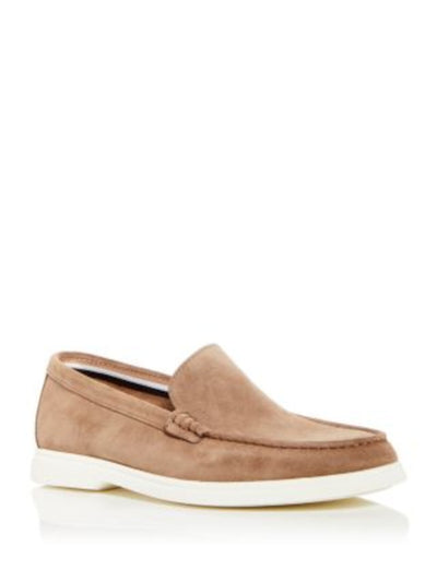 BOSS Mens Beige Collapsible Heel Padded Hugo Sienne Round Toe Wedge Slip On Leather Loafers Shoes 44