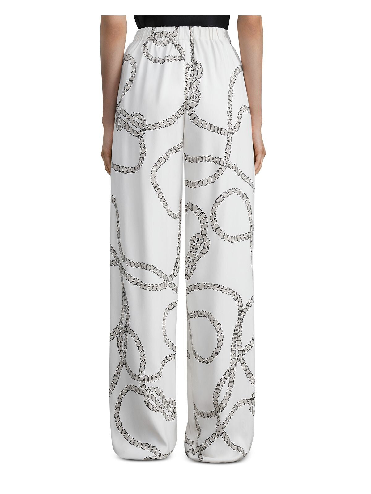 LAFAYETTE 148 NEW YORK Womens Ivory Pleated Pull On Graphic Wide Leg Pants L