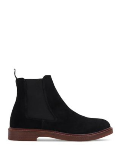 GREATS Mens Black Goring Heel Pull-Tab Lug Sole Padded Brooklyn Emmet Round Toe Block Heel Chelsea Boot 10.5