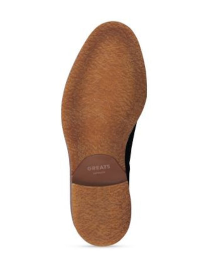GREATS Mens Black Goring Heel Pull-Tab Lug Sole Padded Brooklyn Emmet Round Toe Block Heel Chelsea Boot