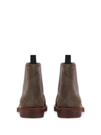 GREATS Mens Gray Goring Heel Pull-Tab Lug Sole Padded Emmet Round Toe Block Heel Chelsea Boot 7
