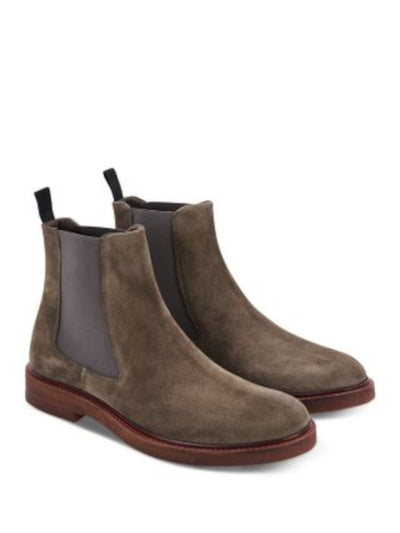 GREATS Mens Gray Goring Heel Pull-Tab Lug Sole Padded Emmet Round Toe Block Heel Chelsea Boot 7