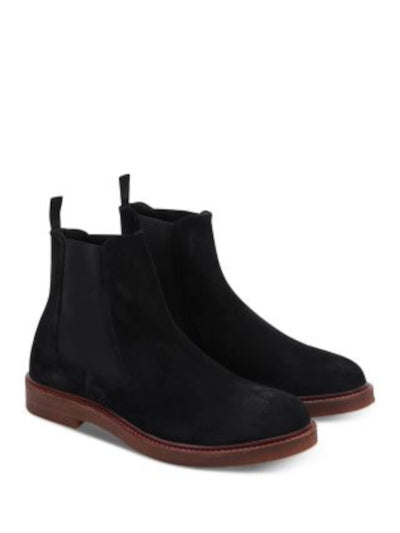 GREATS Mens Black Goring Heel Pull-Tab Lug Sole Padded Brooklyn Emmet Round Toe Block Heel Chelsea Boot 10.5