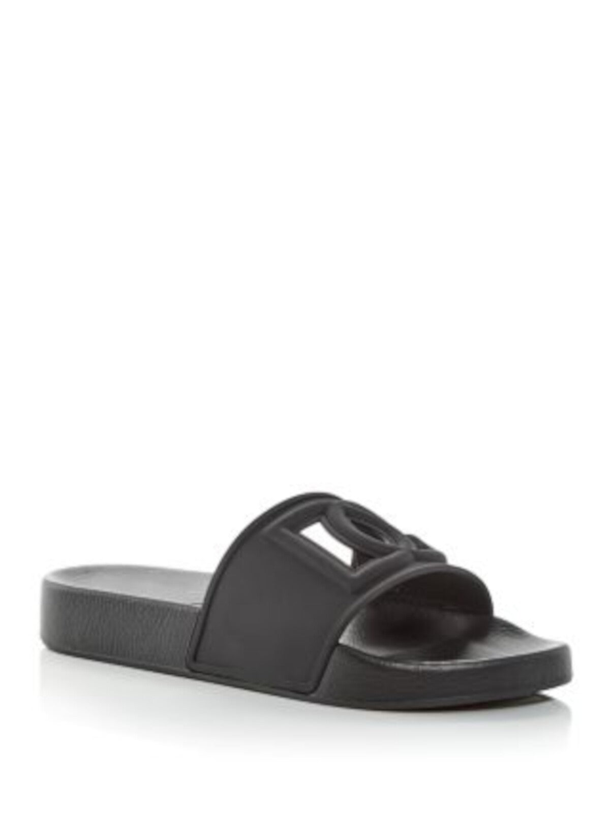 DOLCE & GABBANA Womens Black Cut Out Logo 20223 Round Toe Platform Slip On Slide Sandals Shoes 39