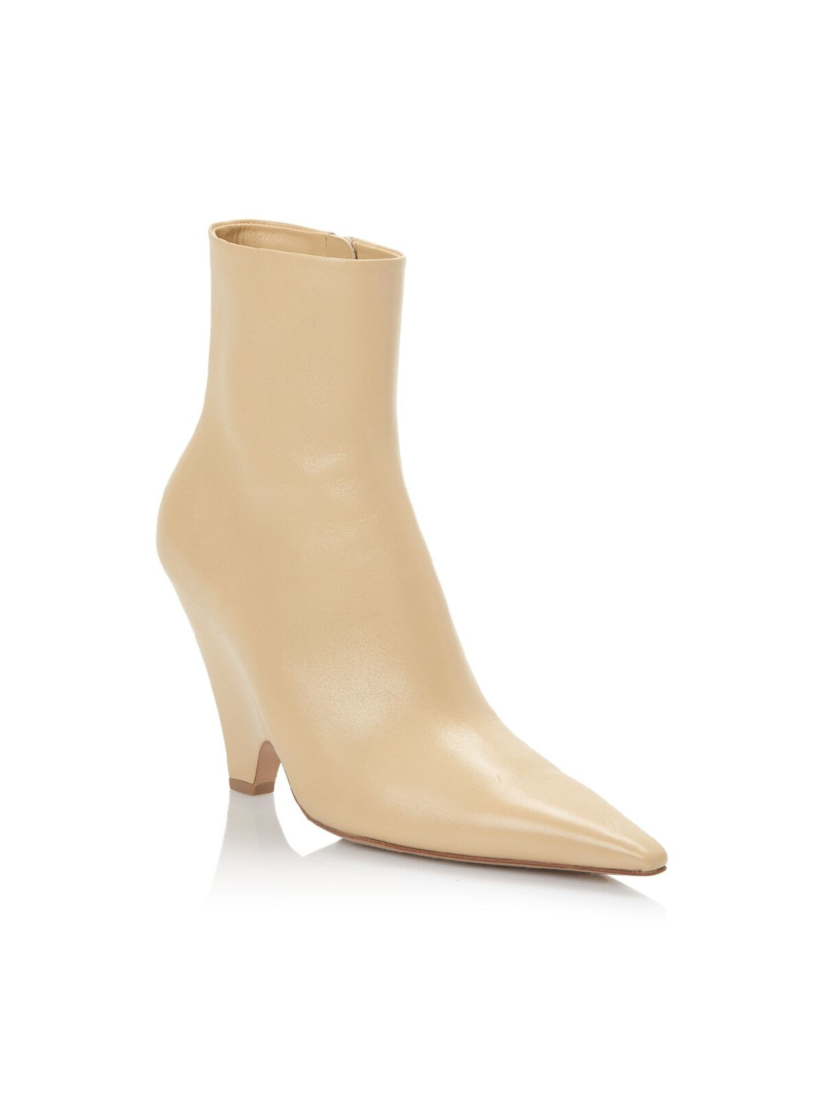BOTTEGA VENETA Womens Beige Comfort Pointed Toe Kitten Heel Zip-Up Leather Dress Boots 38