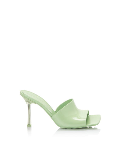 BOTTEGA VENETA Womens Green Comfort Square Toe Stiletto Slip On Dress Heeled Sandal 35