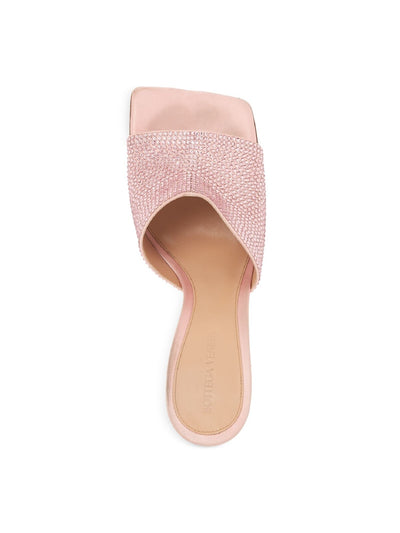 BOTTEGA VENETA Womens Pink Embellished Square Toe Stiletto Slip On Dress Heeled Sandal 38.5