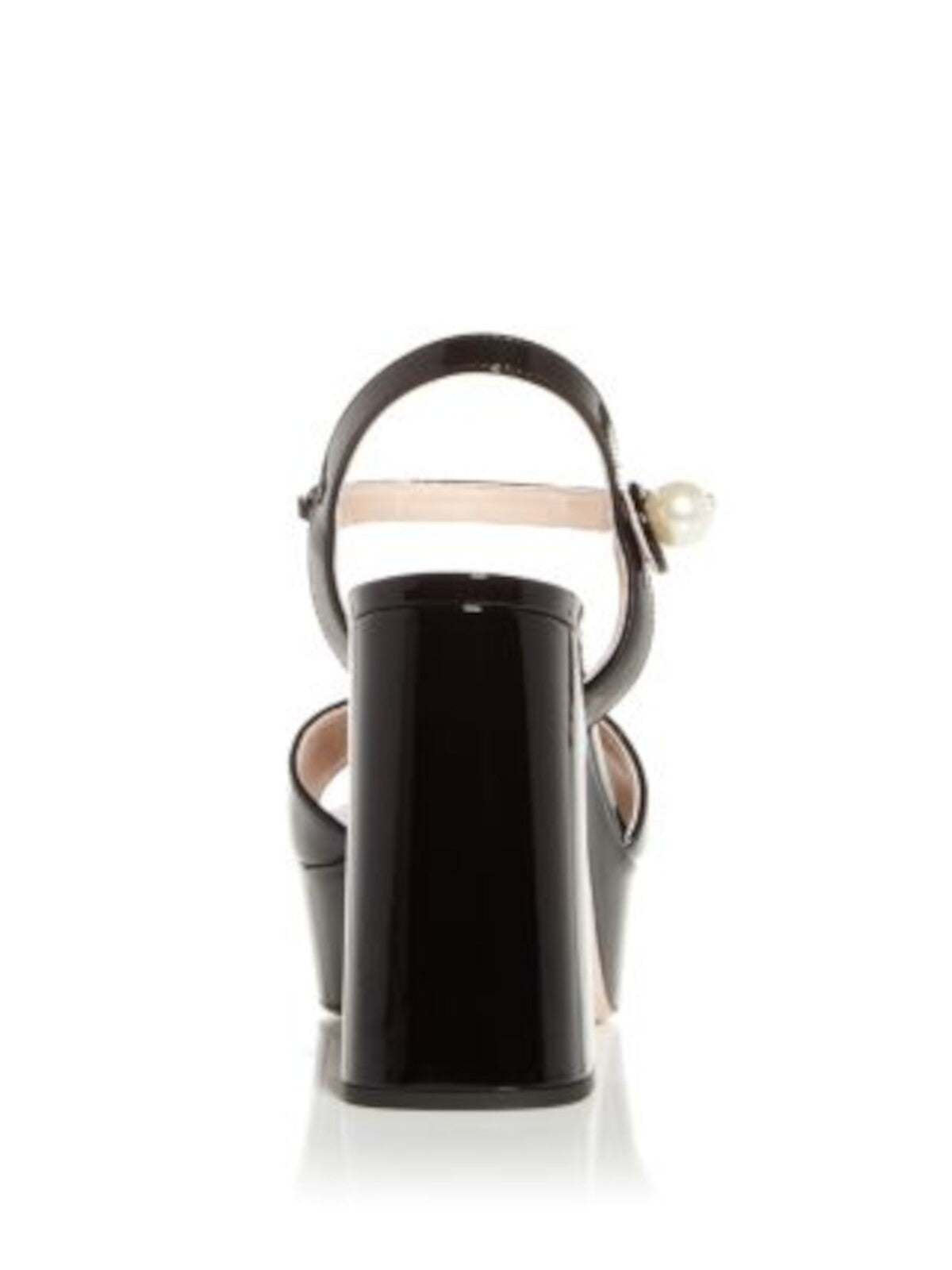 MIU MIU Womens Black 1-1/2" Platform Chain Accent Padded Embellished Platform Open Toe Block Heel Slip On Leather Dress Slingback Sandal 36