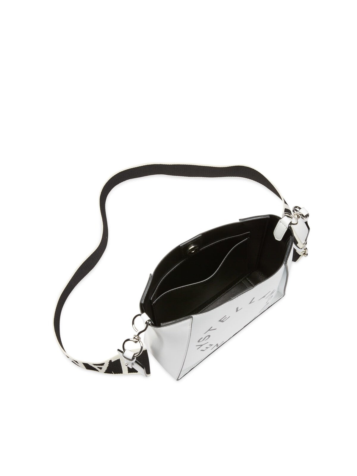 STELLAMCCARTNEY Women's White Solid Faux Leather Contrast Trim Logo Adjustable Strap Crossbody Handbag Purse