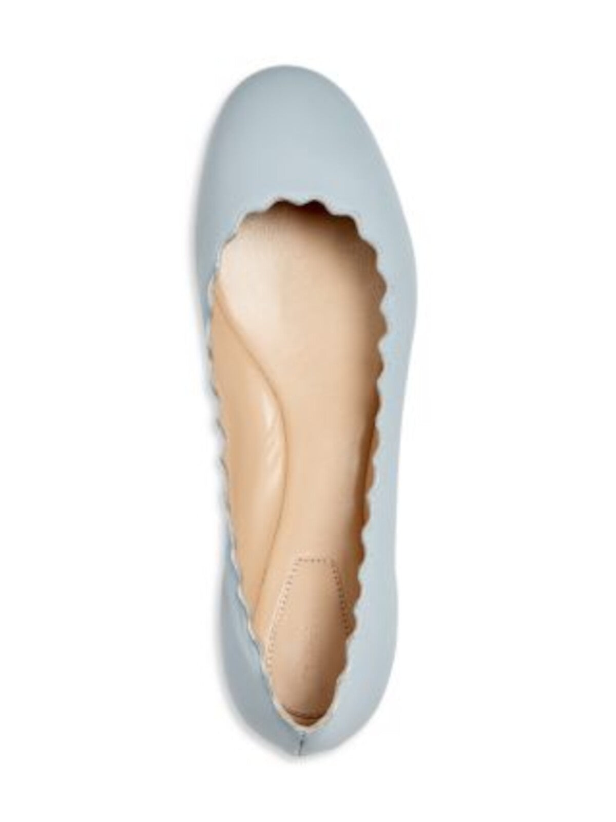 CHLOE Womens Light Blue Scalloped Padded Lauren Round Toe Slip On Leather Ballet Flats 39.5