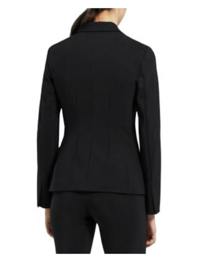 THEORY Womens Black Pocketed Lined Double Breasted Angle Front Wear To Work Blazer Jacket 4