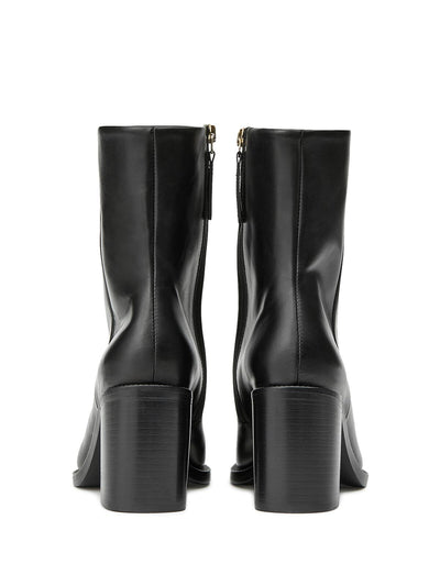 LAFAYETTE 148 NEW YORK Womens Black Padded Almond Toe Block Heel Zip-Up Leather Booties 38