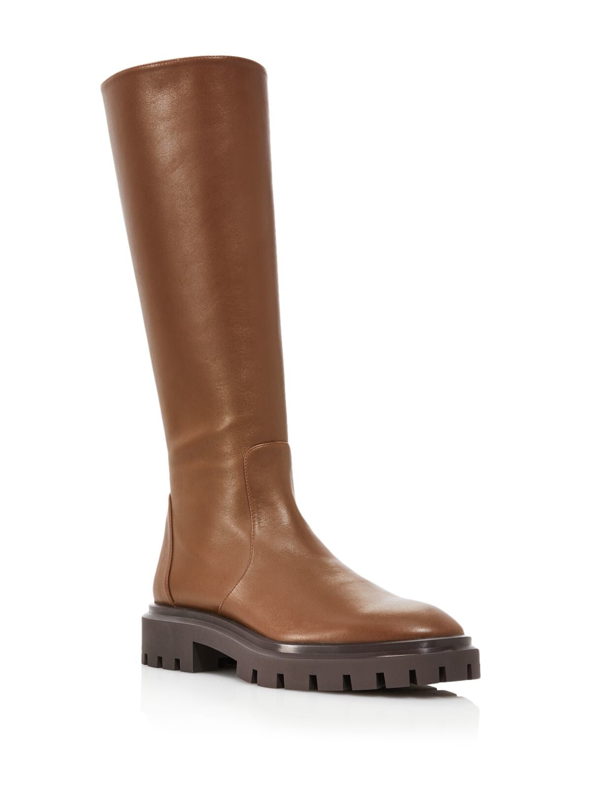 STUART WEITZMAN Womens Brown 1" Platform Lug Sole Padded Ultra Round Toe Block Heel Zip-Up Leather Boots Shoes 5.5 M