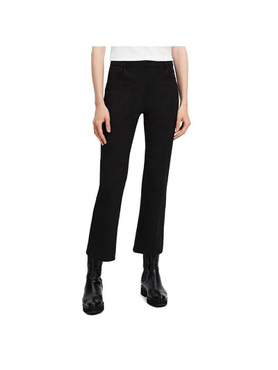 THEORY Womens Black Stretch Zippered Pocketed Hook And Bar Closure Wear To Work Cropped Pants 0