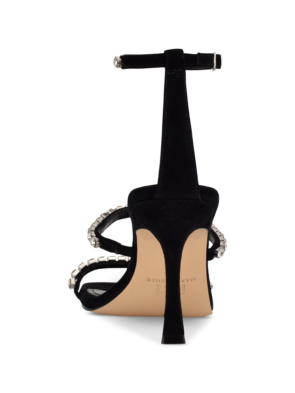MARC FISHER LTD Womens Black Ankle Strap Embellished Dezzi Square Toe Stiletto Buckle Dress Heeled Sandal 5 M