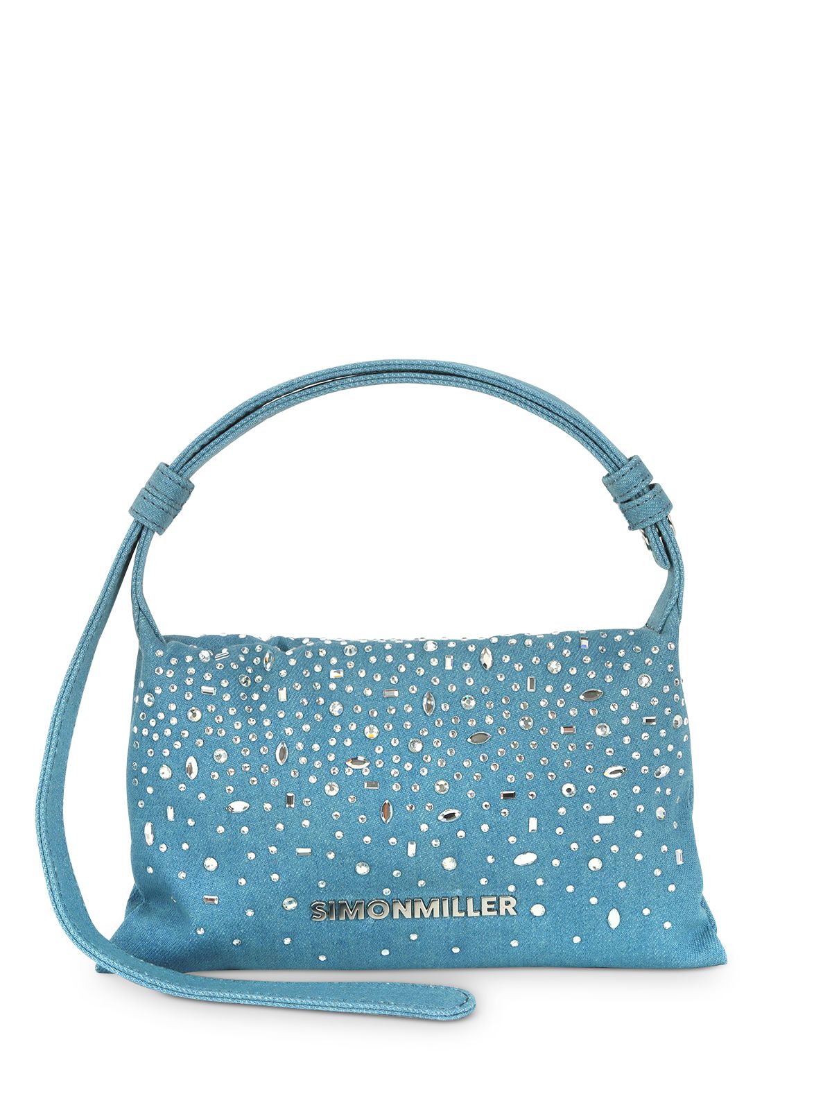SIMON MILLER Women's Blue Rhinestone Solid Adjustable Strap Shoulder Bag