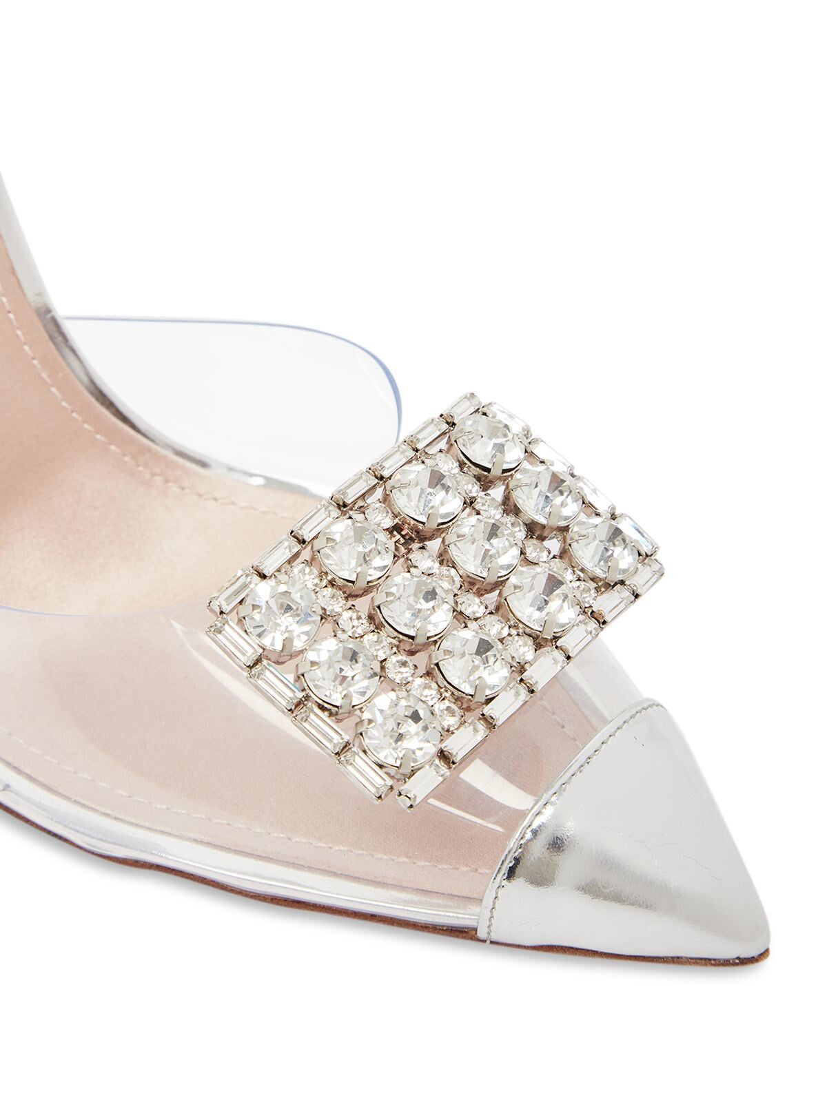 GIAMBATTISTA VALLI Womens Silver Embellished Pointed Toe Stiletto Buckle Leather Dress Slingback Sandal 38