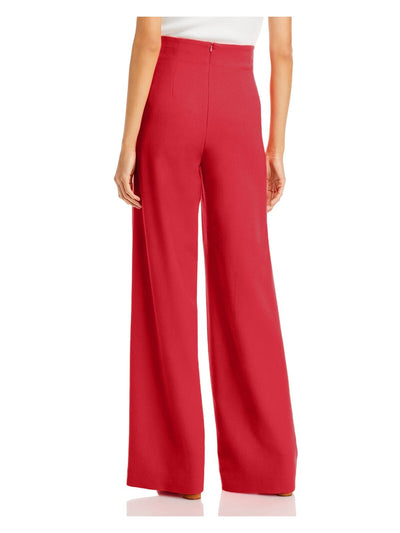 SERGIO HUDSON Womens Red Zippered Lined Wear To Work Wide Leg Pants 14