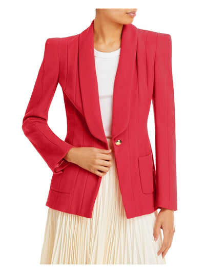 SERGIO HUDSON Womens Red Pocketed Slitted Seamed Lined Shoulder Pads Wear To Work Blazer Jacket 14