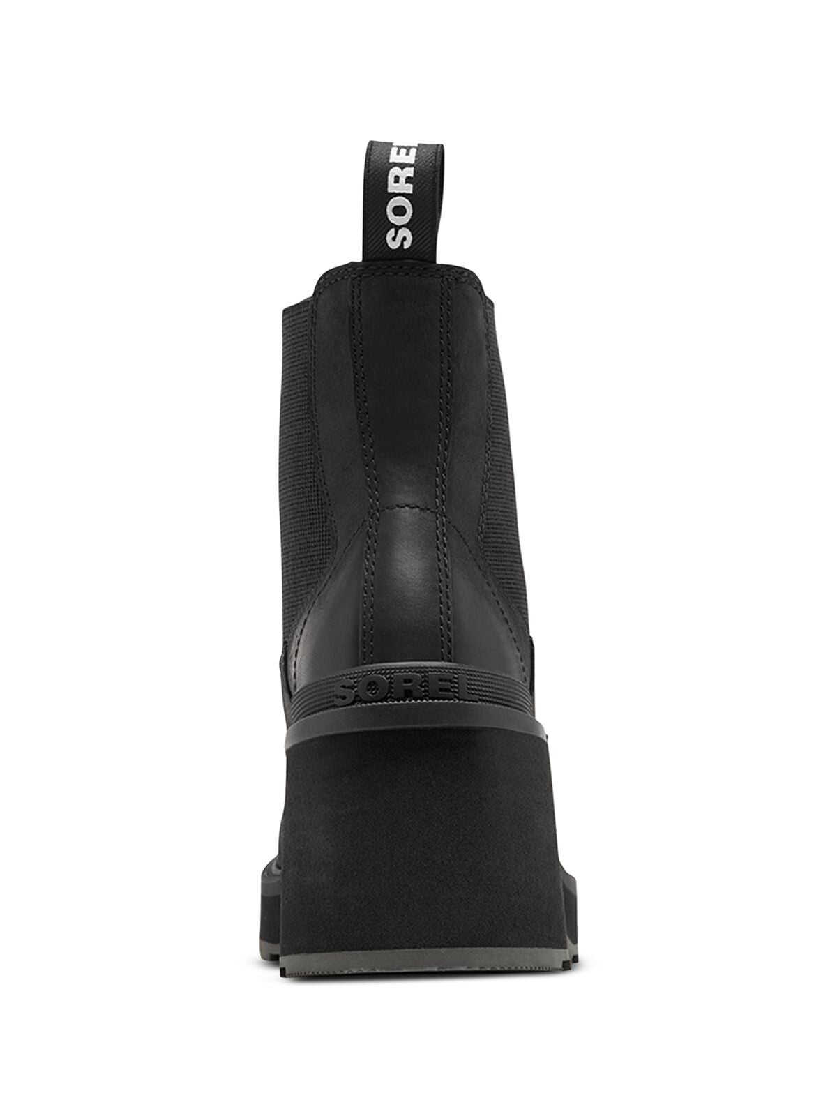 SOREL Womens Black Back Pull-Tab Waterproof Goring Padded Hi-line Round Toe Wedge Slip On Leather Chelsea 7