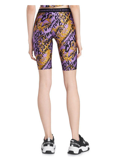 VERSACE JEANS COUTURE Womens Purple Printed Bike Shorts Shorts 0