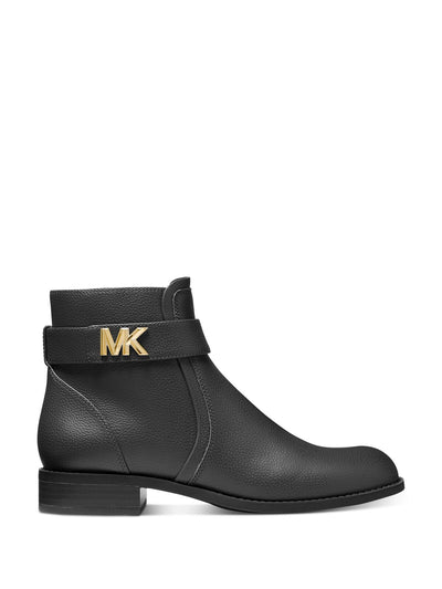 MICHAEL KORS Womens Black Padded Logo Jilly Almond Toe Block Heel Zip-Up Booties 6.5 M