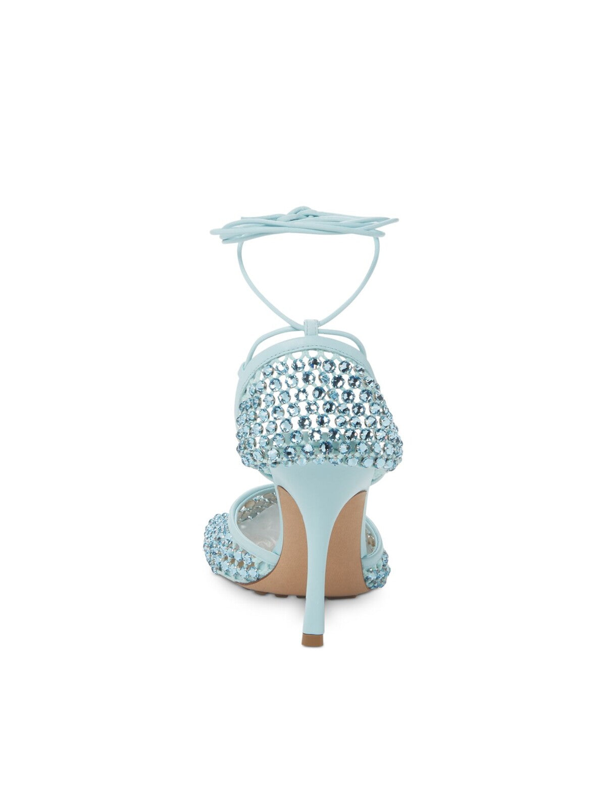 BOTTEGA VENETA Womens Blue Tie Ankle Strap Embellished Square Toe Stiletto Slip On Leather Dress Pumps Shoes 37