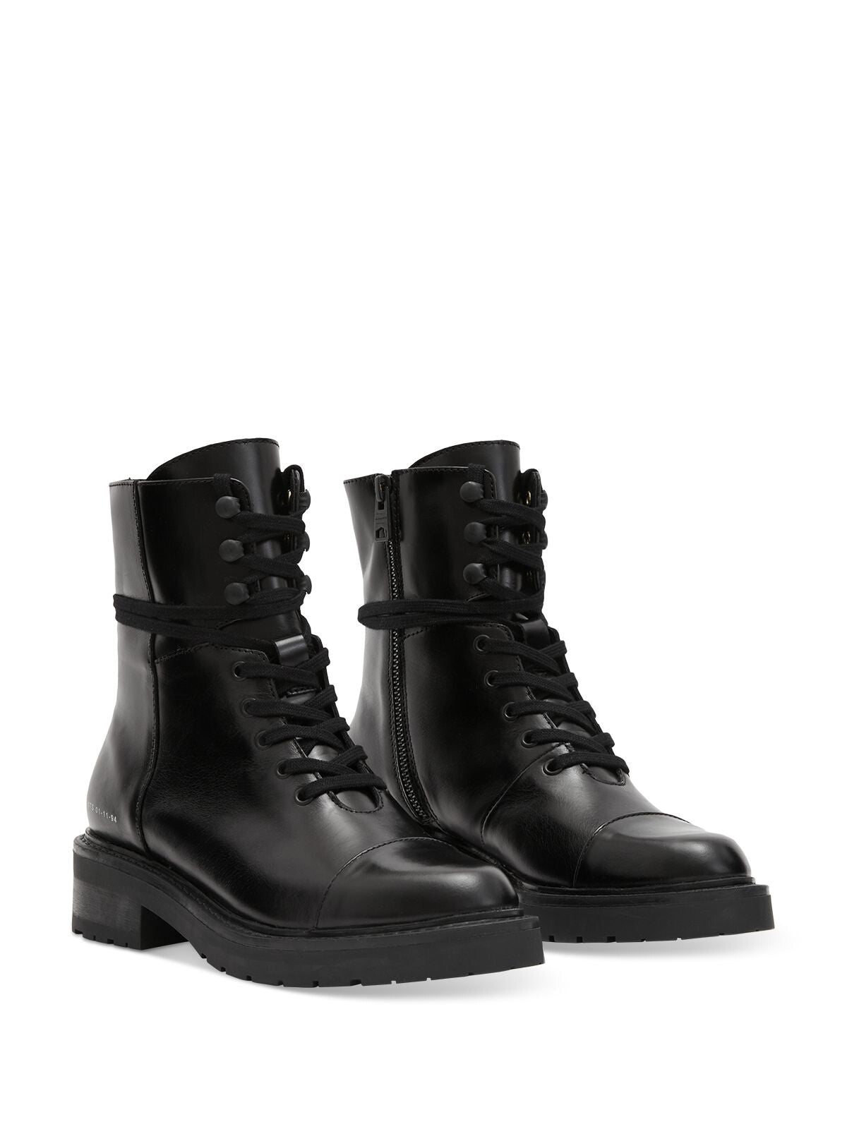 ALLSAINTS Womens Black Lug Sole Lace Dusty Cap Toe Block Heel Zip-Up Leather Combat Boots 36