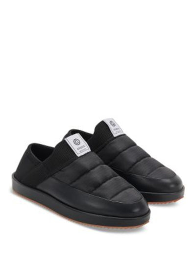 GREATS Mens Black Mixed Media Ribbed-Knit Instep Collapsible Heel Logo Patch Quilted Treaded Foster Round Toe Platform Slippers Shoes 12 M