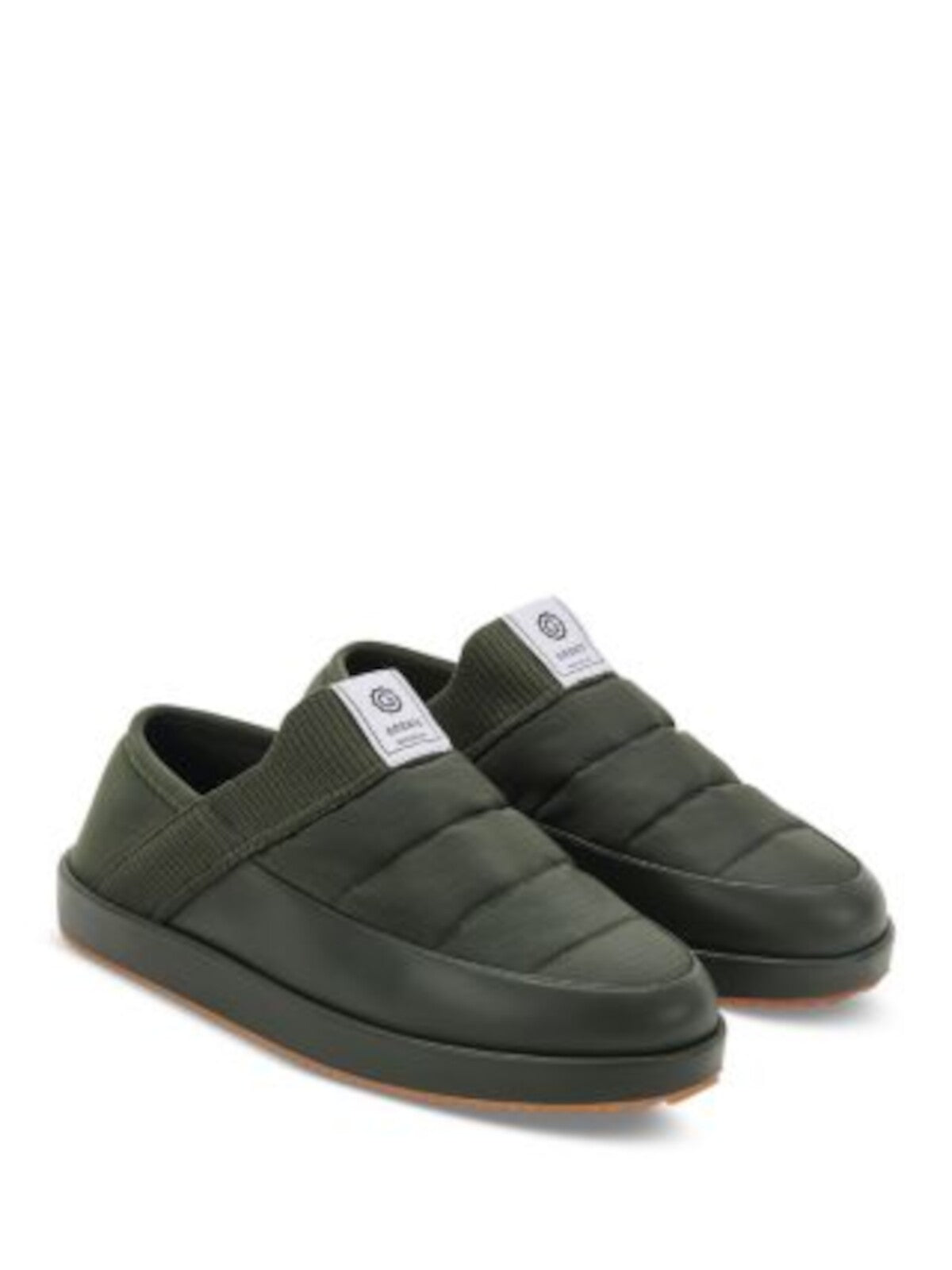 GREATS Mens Green Mixed Media Ribbed-Knit Instep Collapsible Heel Quilted Foster Round Toe Slip On Slippers Shoes 9