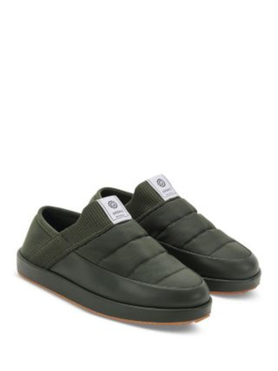 GREATS Mens Green Mixed Media Ribbed-Knit Instep Collapsible Heel Quilted Foster Round Toe Slip On Slippers Shoes 9