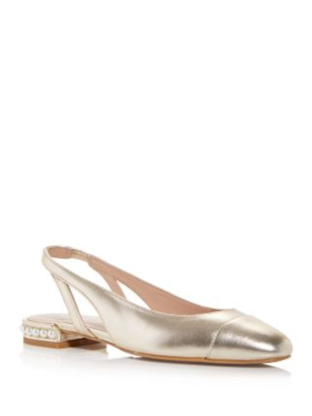 STUART WEITZMAN Womens Beige Slingback Embellished Pearl Round Toe Slip On Leather Flats Shoes 5 B