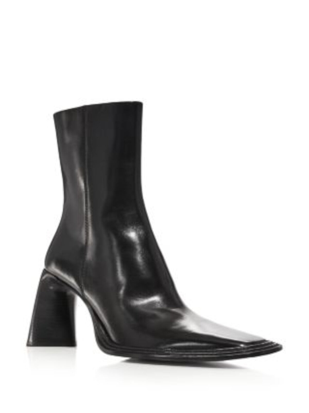 ALEXANDER WANG Womens Black Padded Booker Square Toe Sculpted Heel Zip-Up Leather Heeled Boots 39